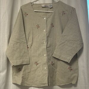 Casey & Max Quarter Sleeve Plaid Button Down Top